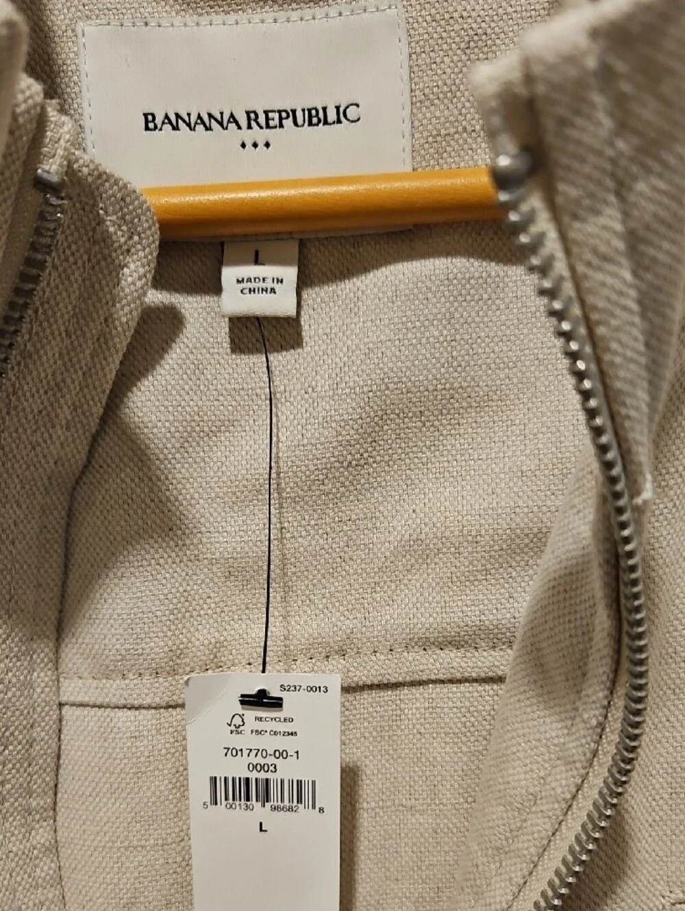 Banana Republic Men's Zip-Up Bomber Sweater in Beige